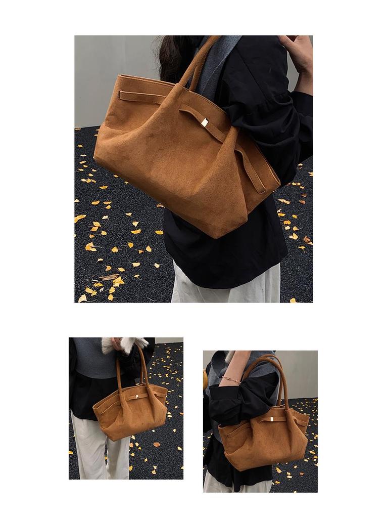 Women's Large Capacity Tote Bag - 2025 Autumn/Winter Solid Color Versatile Shoulder Handbag