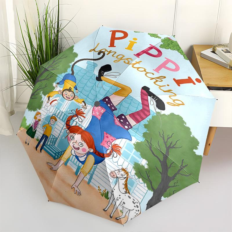 

Pippi Longstocking, Monkey Automatic Opening and Closing Umbrella, Compact Travel Umbrella, Lightweight and Portable, Suitable for Beach Com