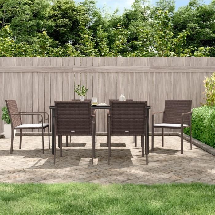 VidaXL Ensemble à manger de jardin 7 pcs coussins résine tressée acier 3186962