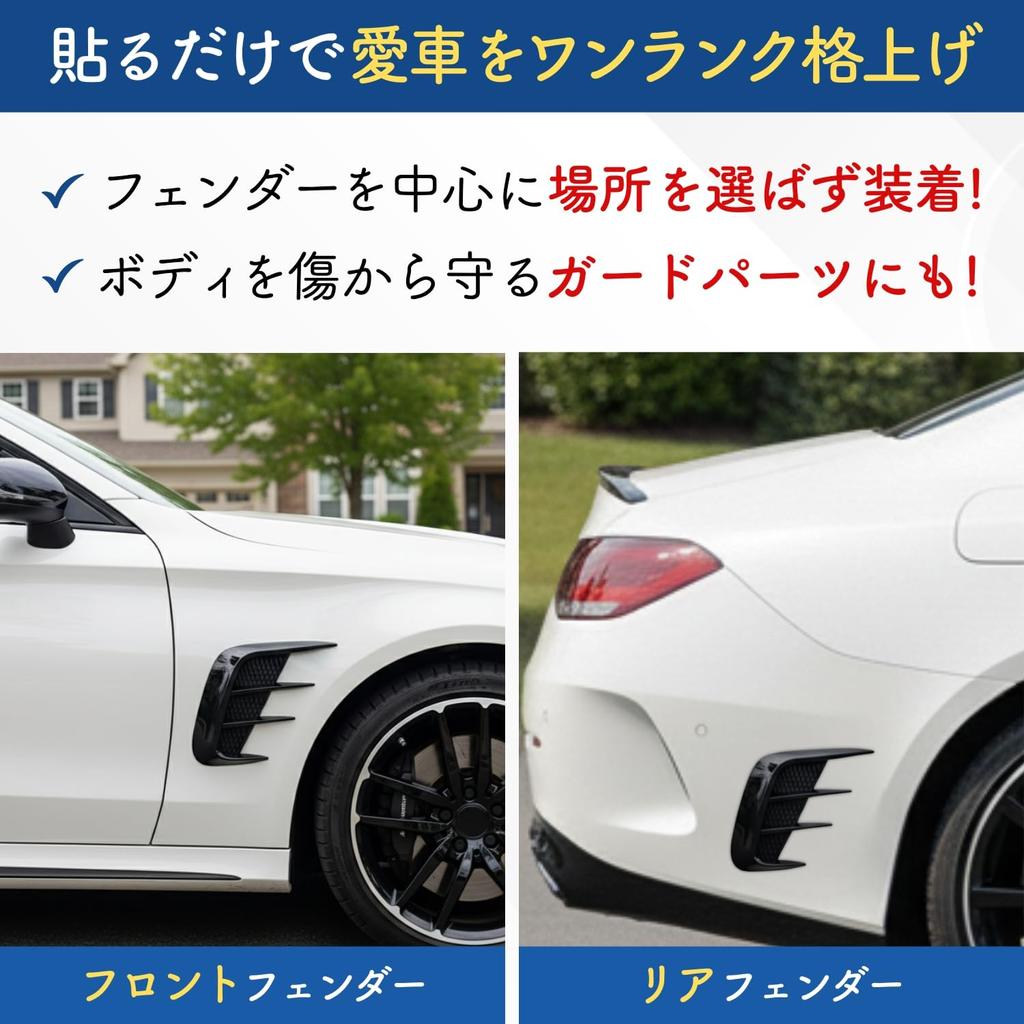 Shymie Dummy Duct Fender Stickers for Car Side, Front, and Hood - Car Dress-up, ABS, 2-Piece Set, Carbon Fiber Pattern