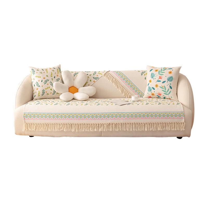 Cotton Linen Sofa Cushion Four Seasons Universal Bohemian Ethnic Ins Style Backrest Towel Full Cover Non-Slip Sofa Cover Slipcover
