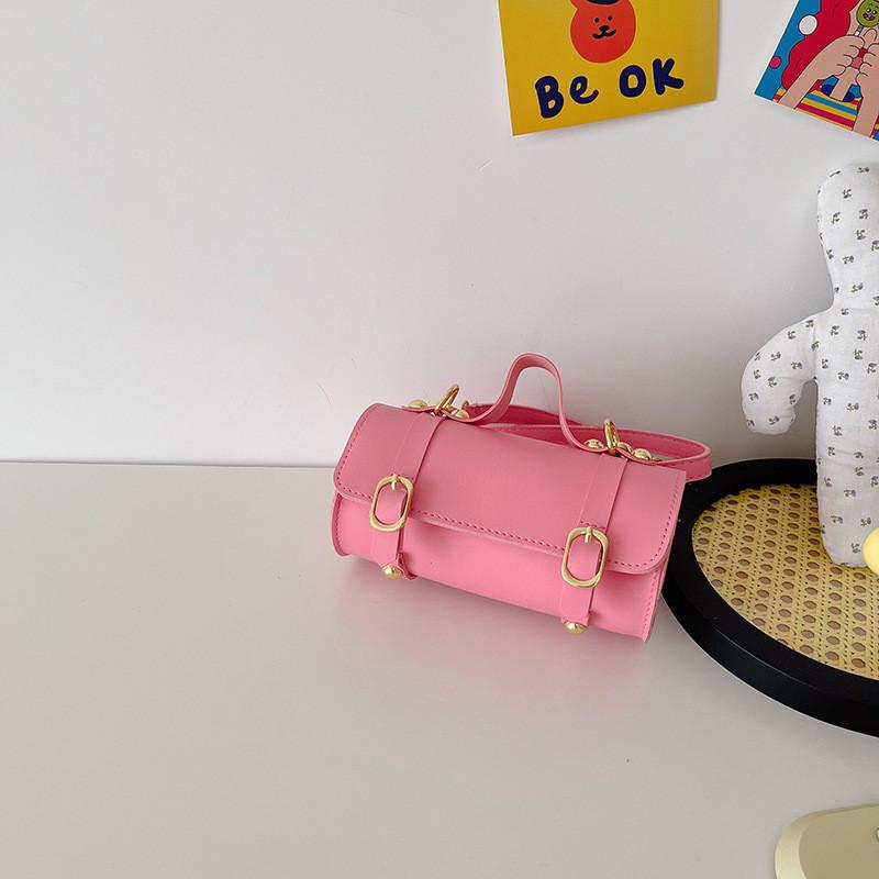 

Stylish Korean Children s Bag For Girls Fashionable Cylinder Tote Purse In Bright Colors фуксия