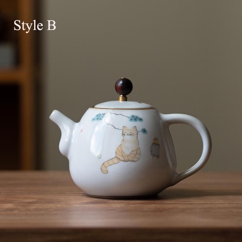 280ml Ru Kiln Teapot Can Be Nurtured and Cracked Ceramic Kung Fu Tea Set