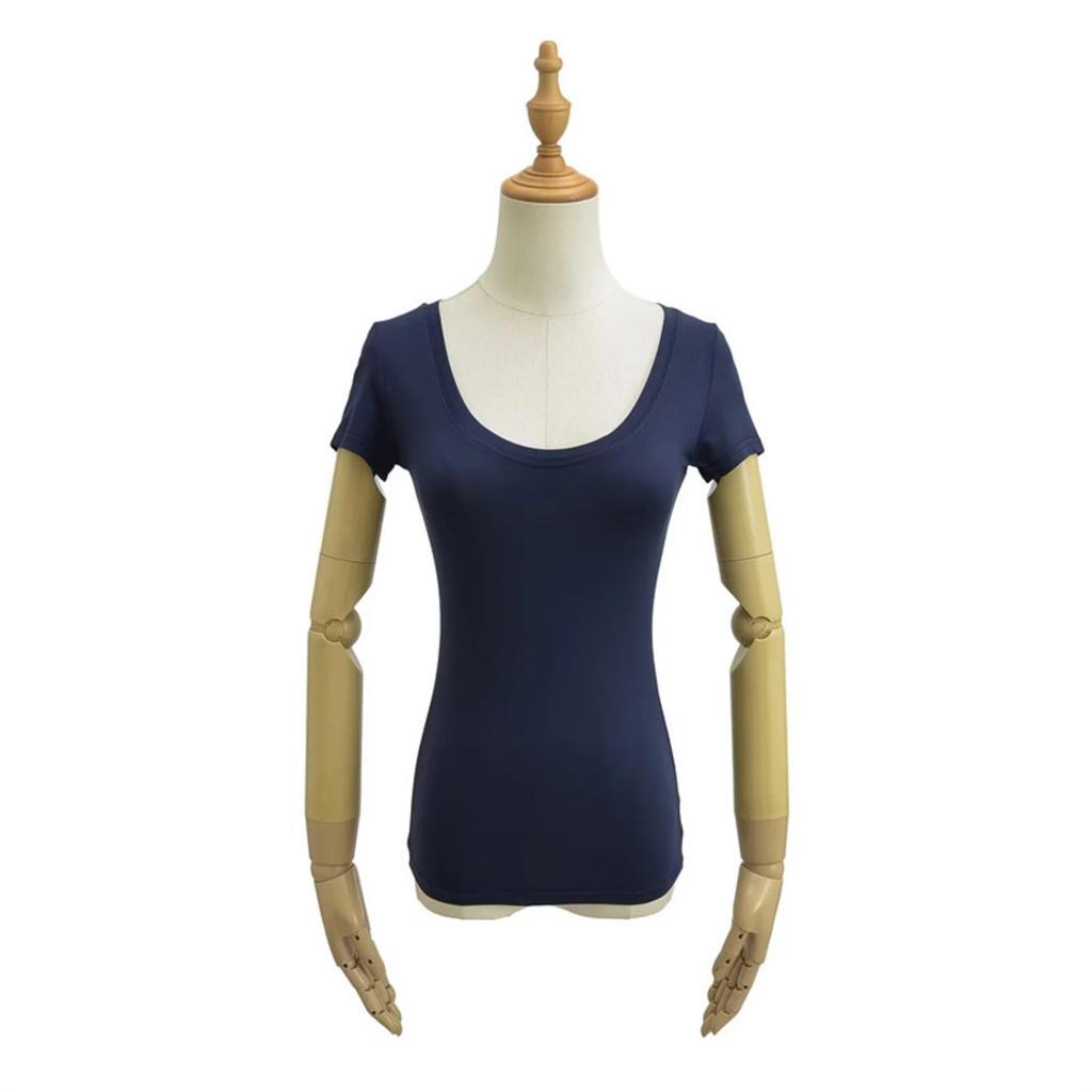 Women's Scoop Neck Short Sleeve T Shirt Slim Fit Solid Color Basic Casual Tee Top