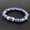B21 Blue White Pattern Creativity Porcelain Printing Exquisite Stretch Bead Bracelet 8MM Plum Blossom Bead Bracelet Jewelry