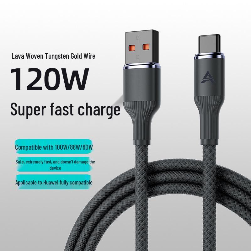 Lava Weave 120W Type-C Cable: 6A Super Fast Charging for Huawei Honor