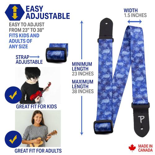 Perri's Ukulele Strap, Hawaiian Pattern (Honu), 1.5 inch, UKLPCP-7093