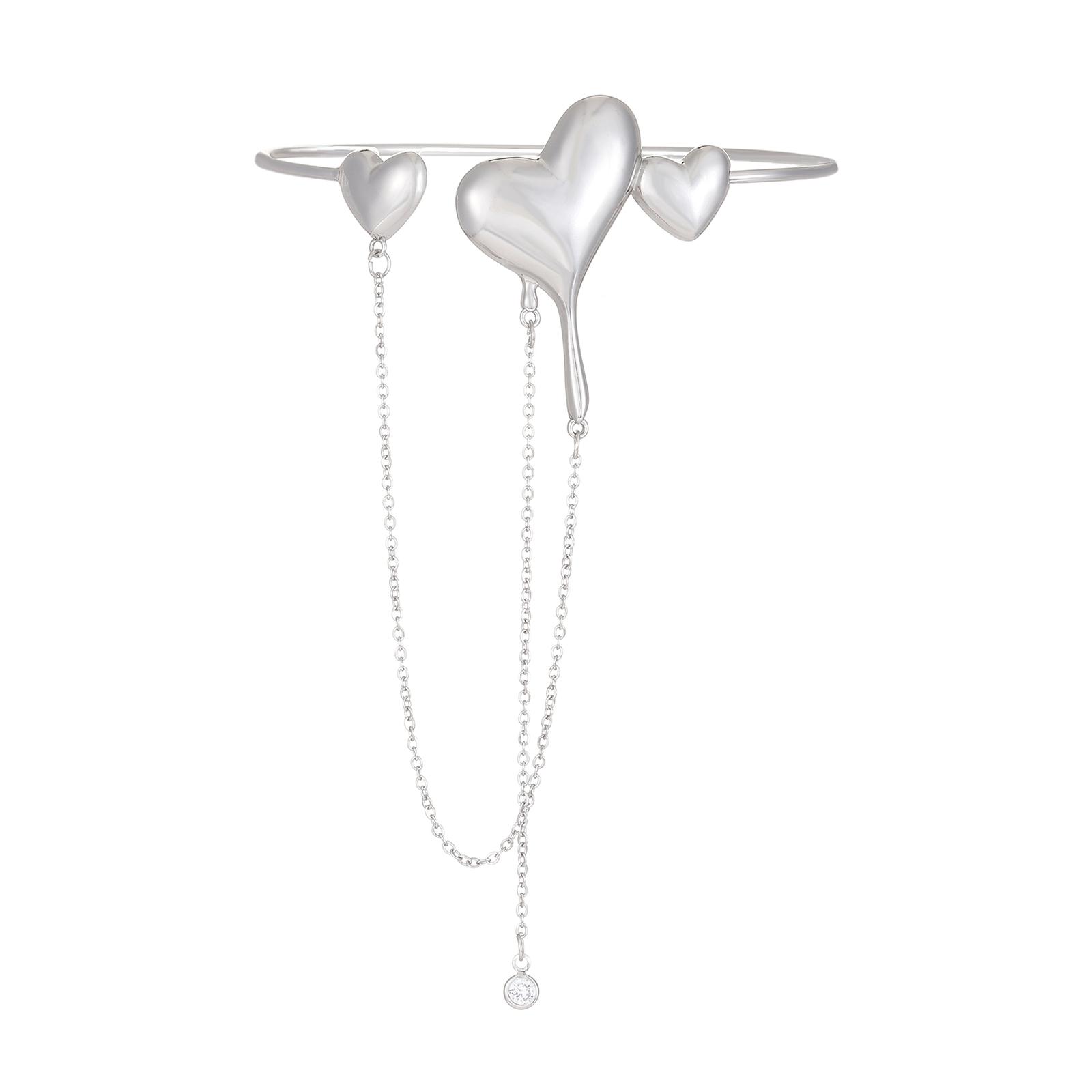 

Silver Color Heart Charm Bracelet Sweet Cool Long Chain Tassel Bracelets For Women Sleeves Arm Bracelet Bangles Jewelry 1