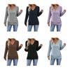 Women Tops V-Neck Long Sleeve Side Buttons Decor Casual Pullover Tops Solid Color Spring Autumn Blouse