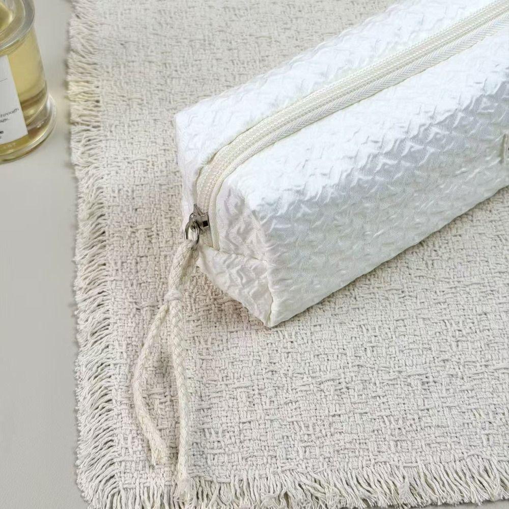 Zipper Closure Zipper Pouch Textured Surface Pencil Case High Quality Makeup Bag  Makeup Storage