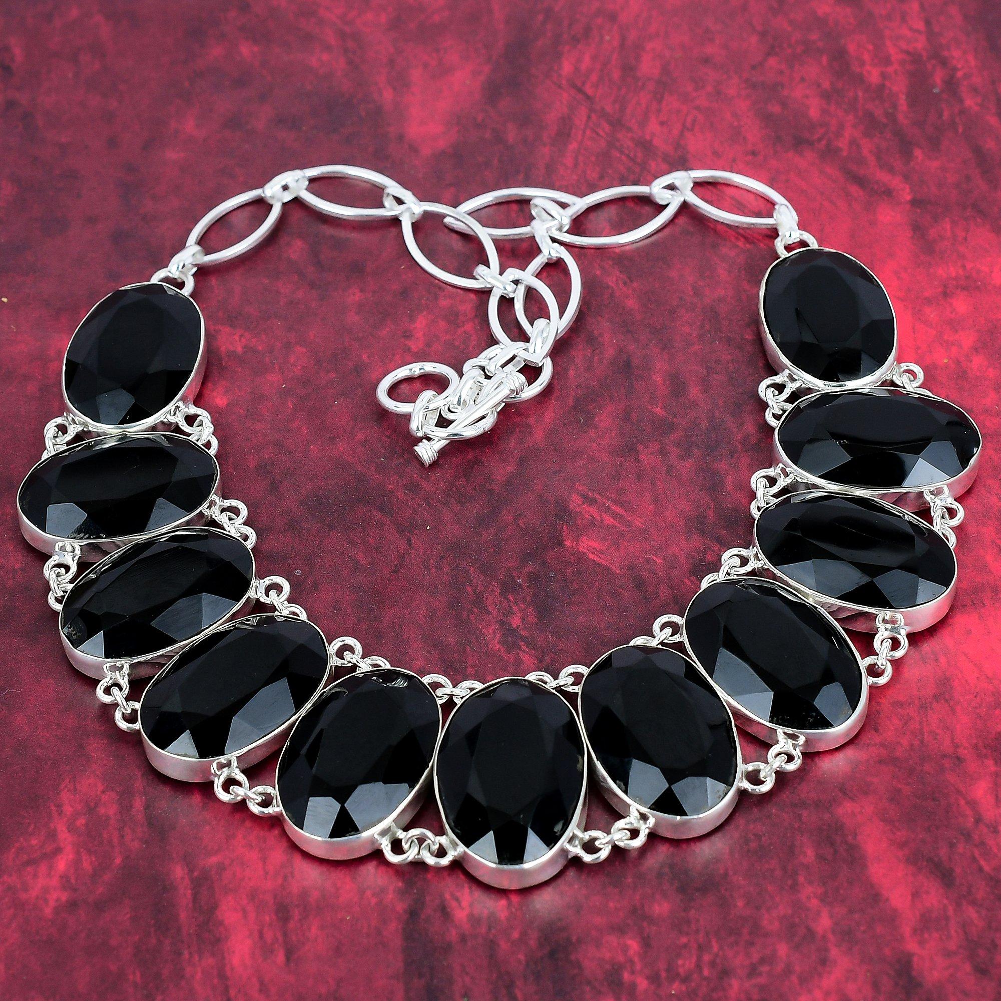 

Ожерелье с граненой черной шпинелью, ювелирные изделия из драгоценных камней, ожерелье из стерлингового серебра 925 пробы, регулируемая цепочка ручной работы, ювелирные изделия Adjustable with 18 inches чёрный