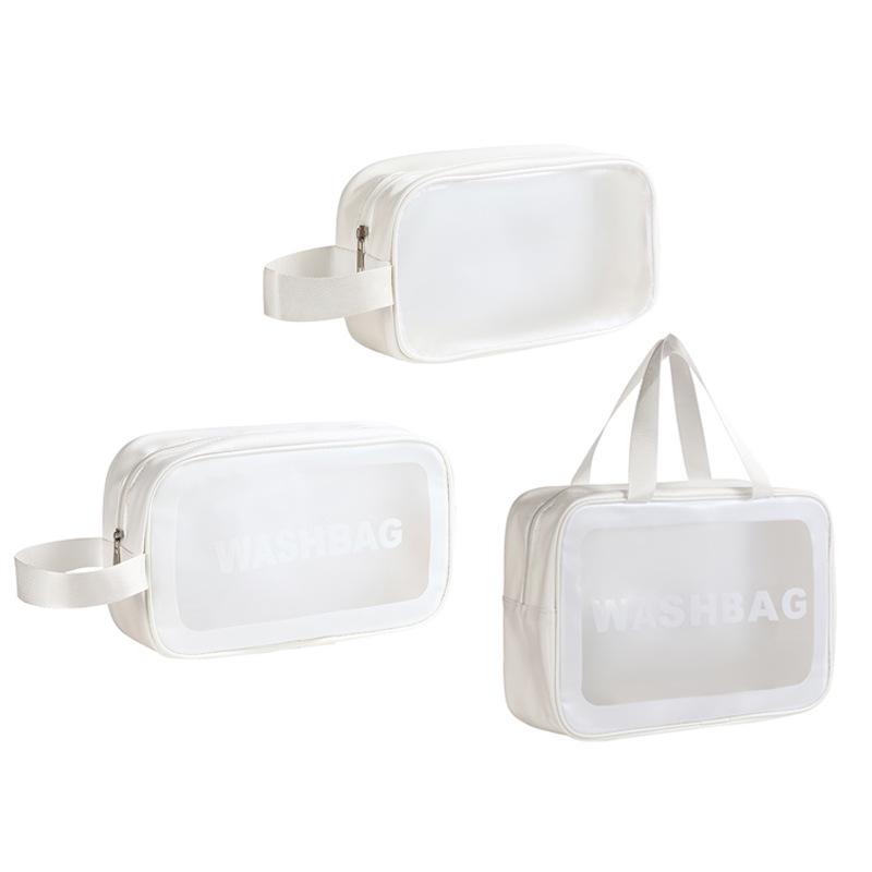 Large Portable Transparent PVC Toiletry Bag - Frosted, High Capacity Travel Storage