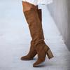 Sagit Women Fashion Casual Vintage Retro Long Knee-High Cowboy Boots Square Heel Shoes