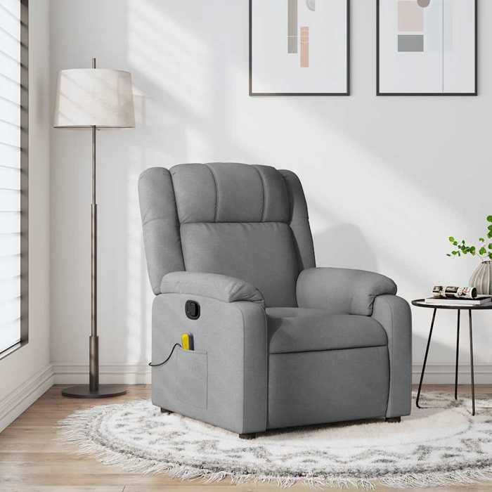 VidaXL Fauteuil de massage inclinable Gris clair Tissu 373548