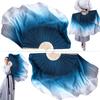 Classical Dance Fan Gradient Ink Blue Silk Double-Sided Extended Veil Folk Classical Dance Hand Fan Yangko Dance Performance Fan