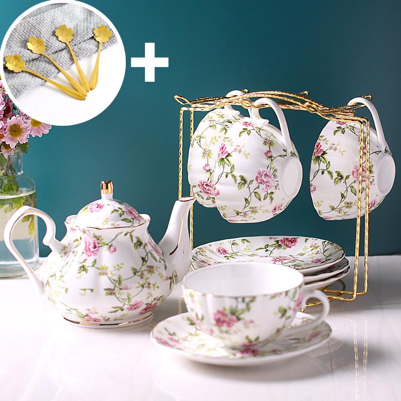 Elegant High-End Coffee Cup Saucer Set, Bone China, Flower Tea Set, British Afternoon Porcelain, Home Drinkware