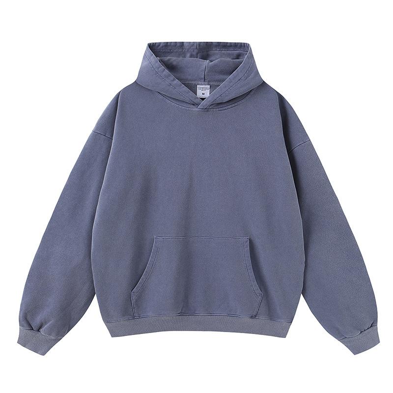 Fog Spring And Autumn American Solid Color Casual Loose Washed Boxy Hoodie Hoodie Men And Women