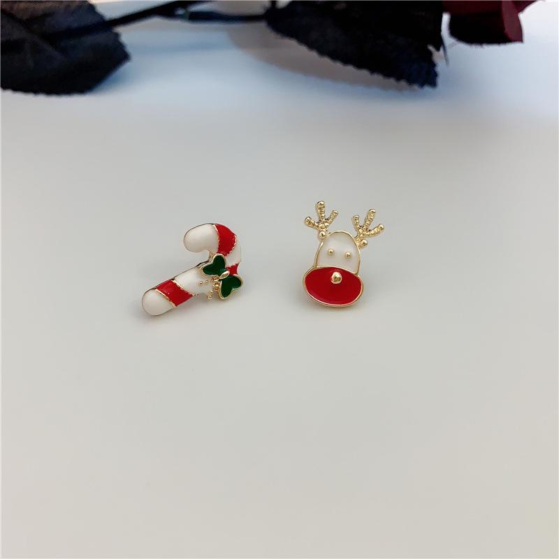 

2025 Asymmetrical Reindeer Pompon Christmas Earrings for Women