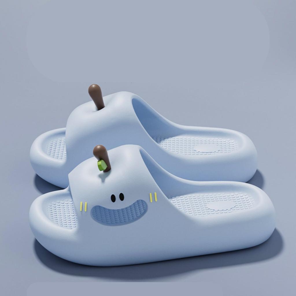 Happy Face Thick Sole Slippers Women Slides EVA 1.4" Height Increase Indoor Shower Sandals Outdoor Travel Beach Sandals