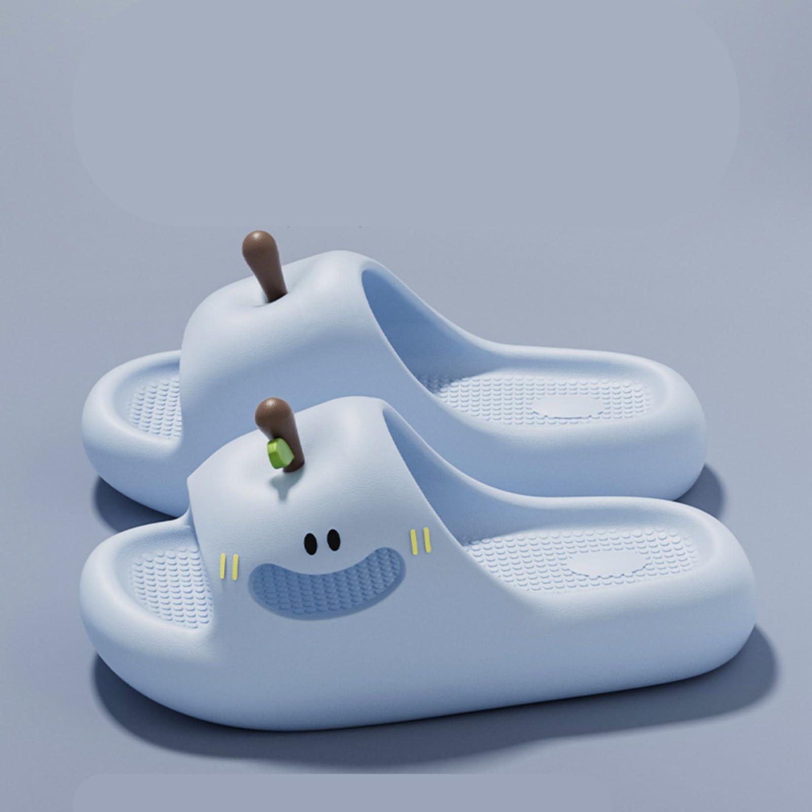 

Happy Face Thick Sole Slippers Women Slides EVA 1.4 Height Increase Indoor Shower Sandals Outdoor Travel Beach Sandals 40 синій