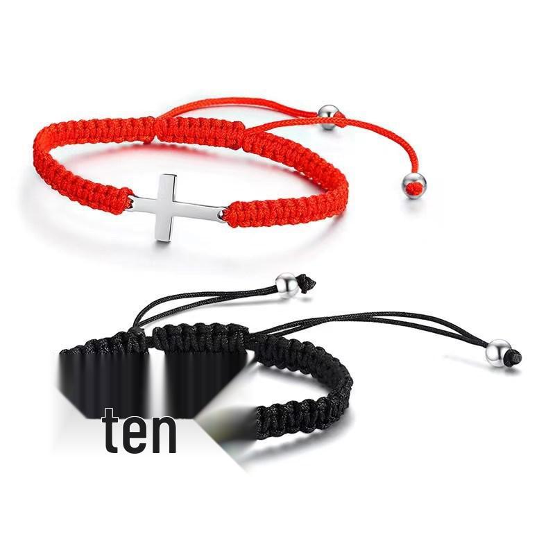 Minimalist Multi-Color Hand-Woven Stainless Steel Cross Couple Bracelet