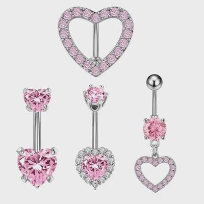 Herzförmiger Zirkon Bauchnabelring - Modischer Herzschnallen-Piercingschmuck