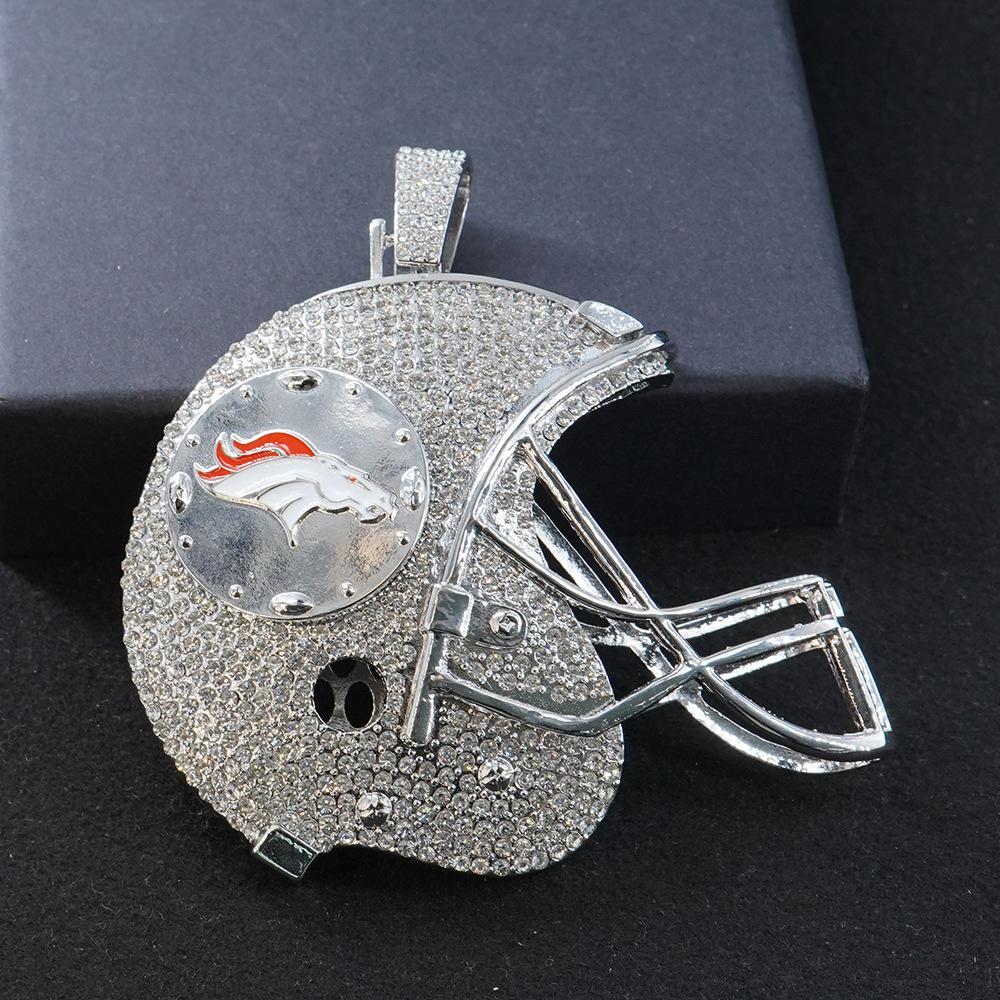 Denver Broncos Football Helmet Alloy Pendant Personalized Sports Style Necklace
