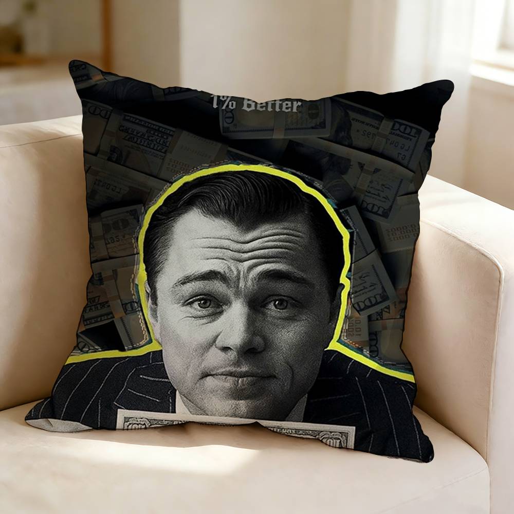 TThe Wolf of Wall Street MOVIE Square DoubleSided printed Pillow Case Bedroom Bedside Pillow Sofa Cushion Cover