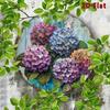 Hand Painted Metal Wall Art, Hydrangea Flower Poster, Vintage Rustic Decor for Living Room