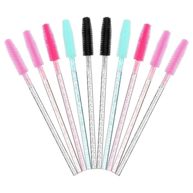 Silicone Crystal Rod Disposable Mascara Brushes, Portable Style, 50-Piece Bag, Convenient Eyelash Comb