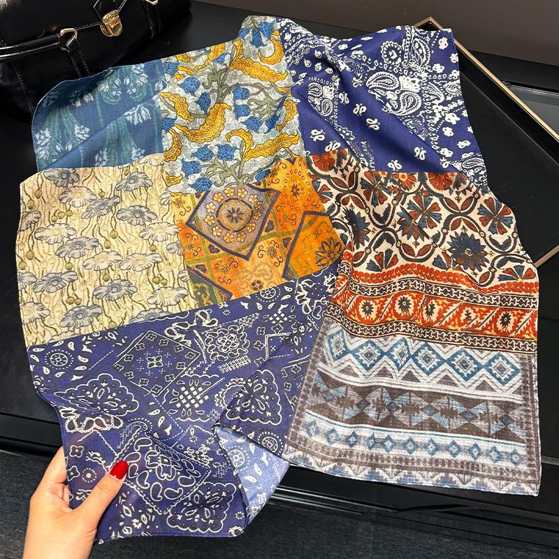 Silk scarves women's spring and summer versatile color hair ties, bags, decorative small scarves, fashionable and advanced sunscreen silk scarves