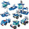 700PCS 8in1 City Police Command Trucks Building Blocks Policeman Robot Car Helicopter Model Bricks Toys for Children