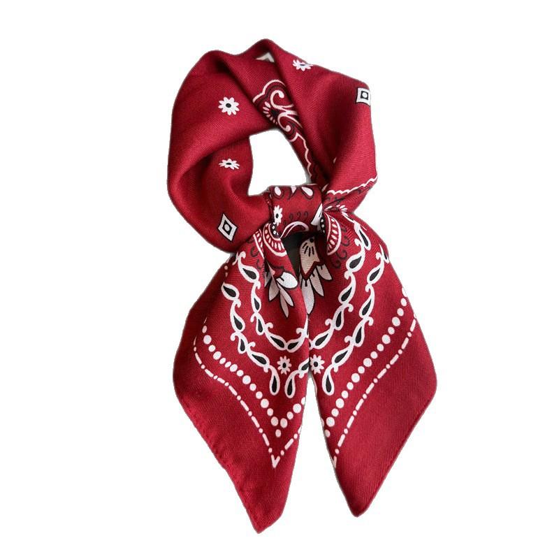 Spring and Autumn Cashew Fake Velvet Herringbone Cotton and Linen Small Square Scarf Silk Scarf Head Scarf Shawl Sunscreen Scarf Women's Scarf