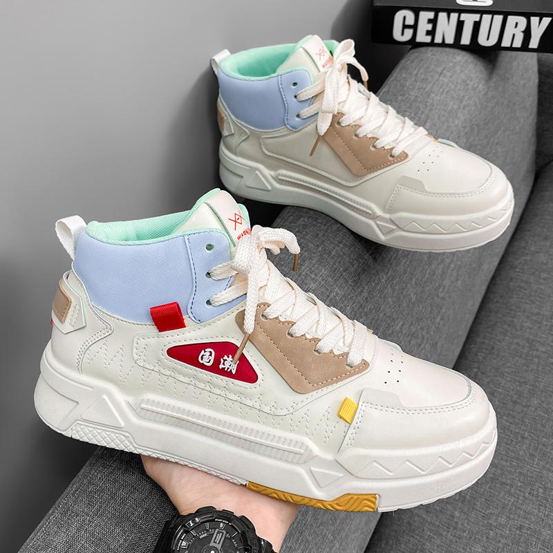 Fashion Platform Men Board Shoes Comfortable Casual Shoes High Top Walking Sneakers Breathable Lightweight Anti Slip Sport Shoes