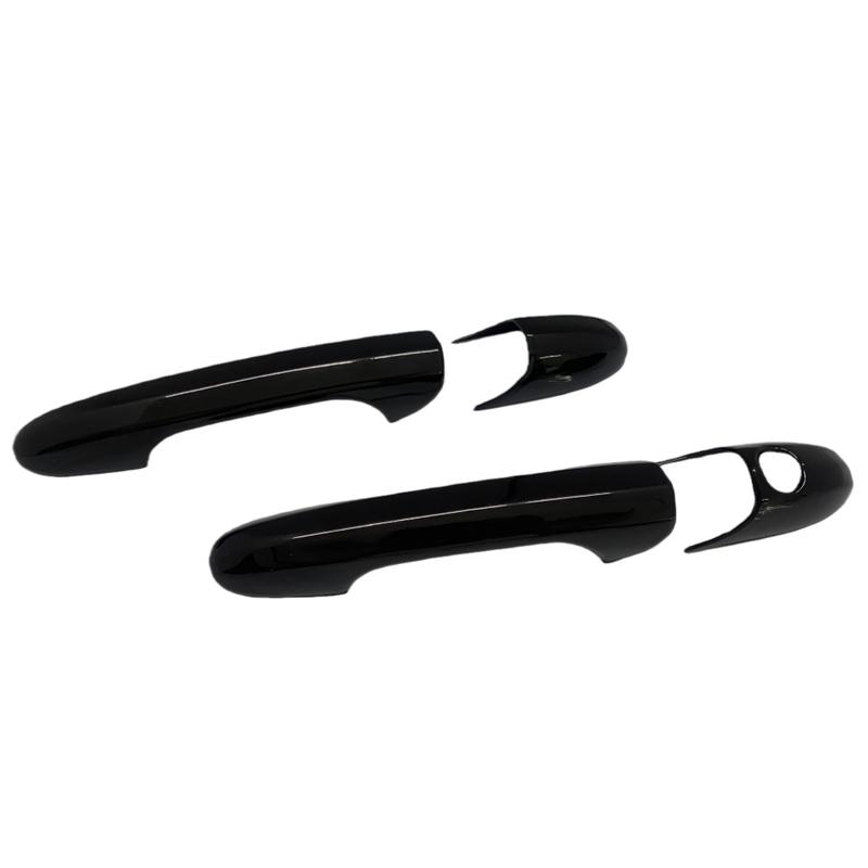 4PCS / Set Glossy Black / Carbon Fiber Look Door Handle Cover For Fiat 500 2008- Abarth 595 595C 2012- 695 2010-