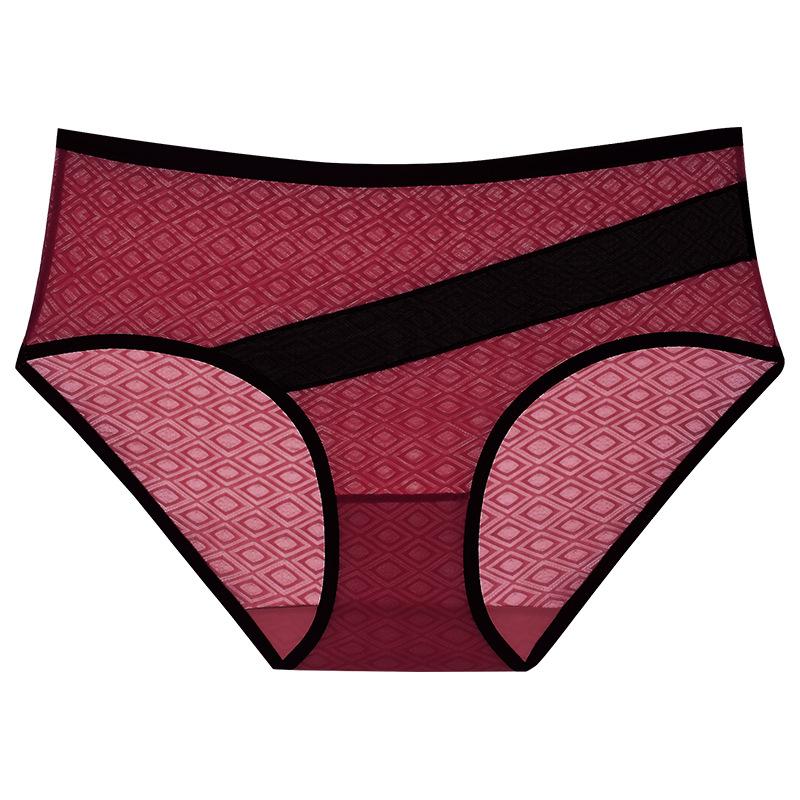 Women's Underwear With Mesh Breathable Knickers Sexy Mid Waist Briefs Ladies Underpants Fit 60kg to 125kg