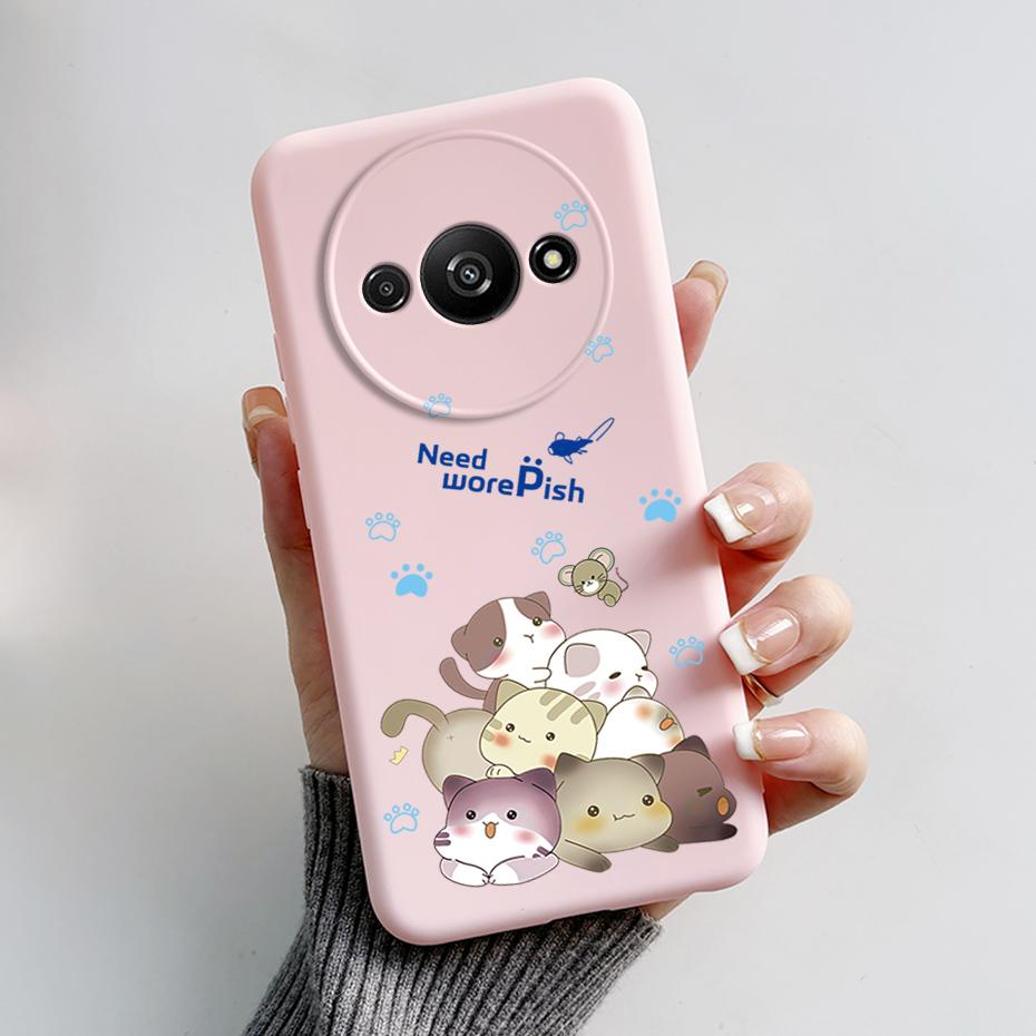 For Funda Redmi A3 Case Redmi A3 2024 Back Cover Stylish Painted Soft Silicone Phone Case for Xiaomi Redmi A3 A 3 RedmiA3 Bumper