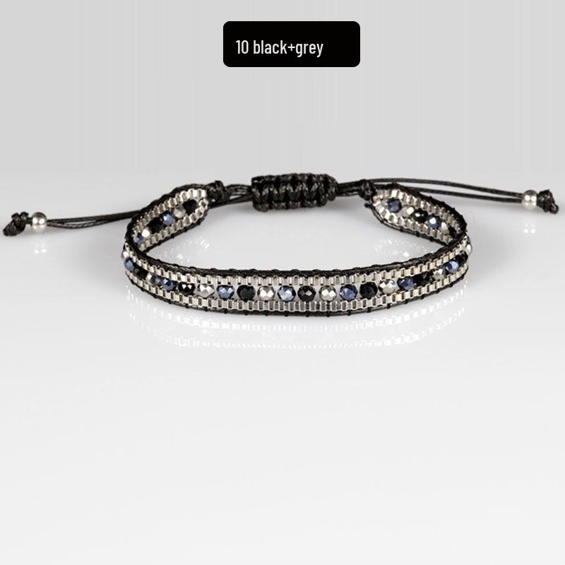 Bohemian Handmade Woven Crystal Beaded Friendship Bracelet for Women