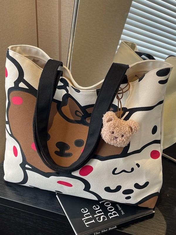 Large Capacity Japanese Cartoon Canvas Tote - Versatile Student and Commute Shoulder Bag