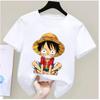 One Piece Monkey D Luffy Kids Cotton T-Shirt, Adult Boys Girls Family Matching Casual Tee, Cute Anime Print Summer Tops for Fans