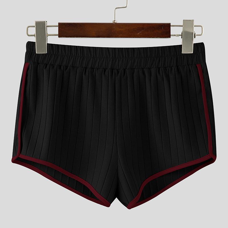 

INCERUN Women Men Elastic Waist Stitching Homewear Mini Shorts Pants Pajamas чёрный
