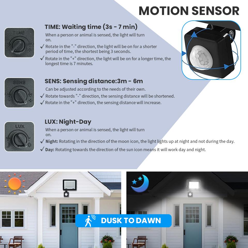 LED Floodlight Motion Sensor AC220V AC110V 10W-300W Waterproof Outdoor Projector Exterior Spotlight Outdoor lamp  Wall Reflector