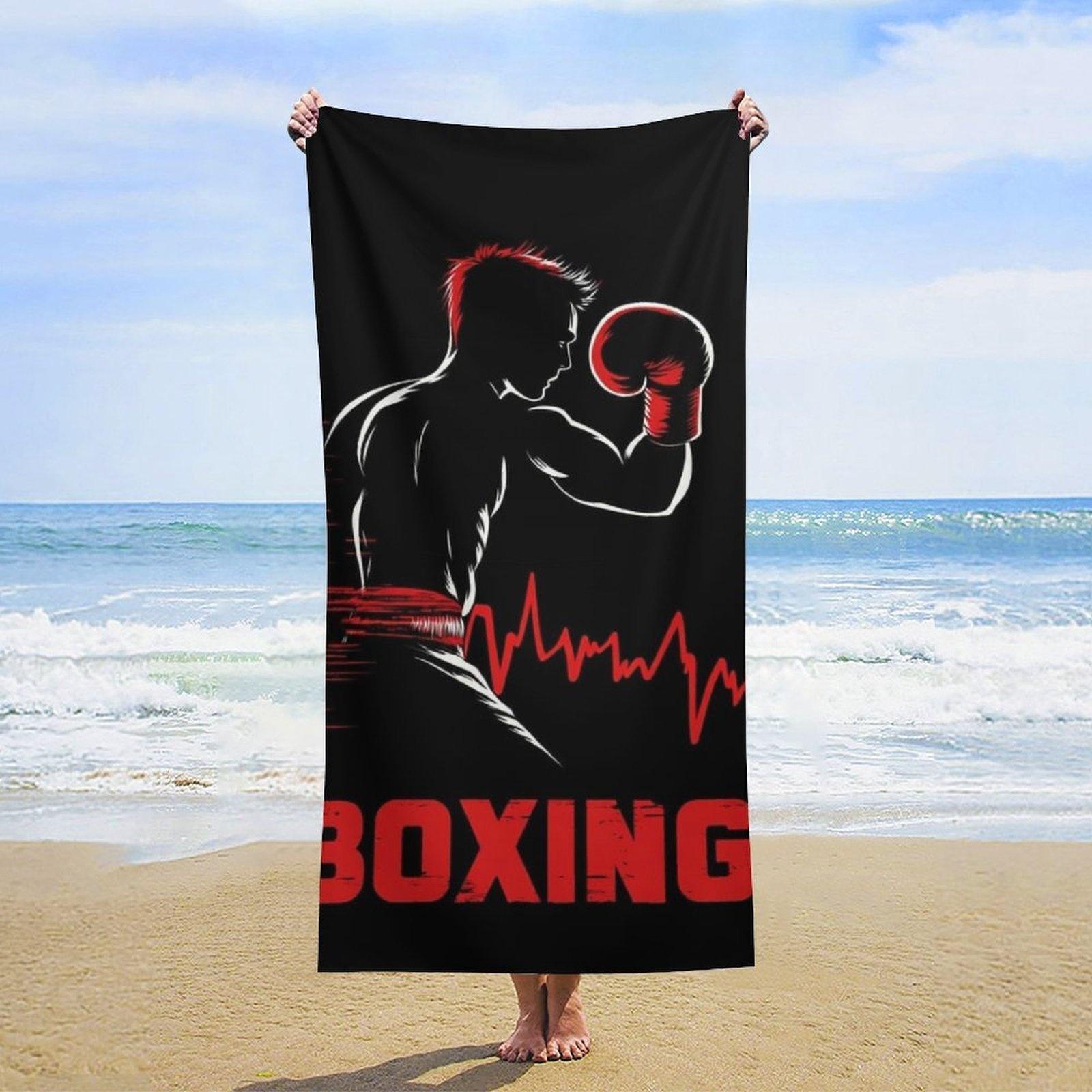Shanika Chen Large Boxing-Themed Beach Towel Suitable For Swimming,Gym Travel Quick-Dry Microfiber With Boxer,Lightweight Bath Towel For Pool