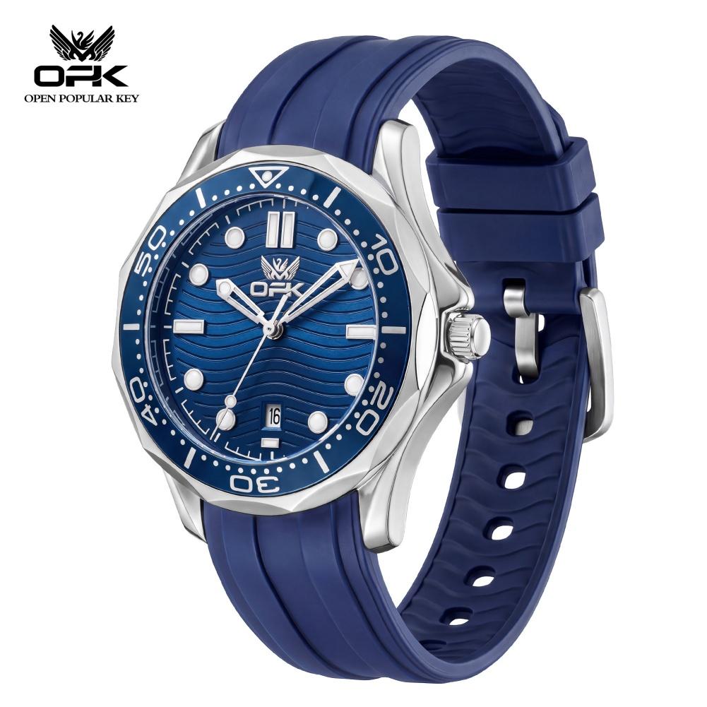 OPK 6109 Fashion Sport Men's Watch Luminous Waterproof Silicone Strap Auto Date Top Original Quartz Man Wristwatch