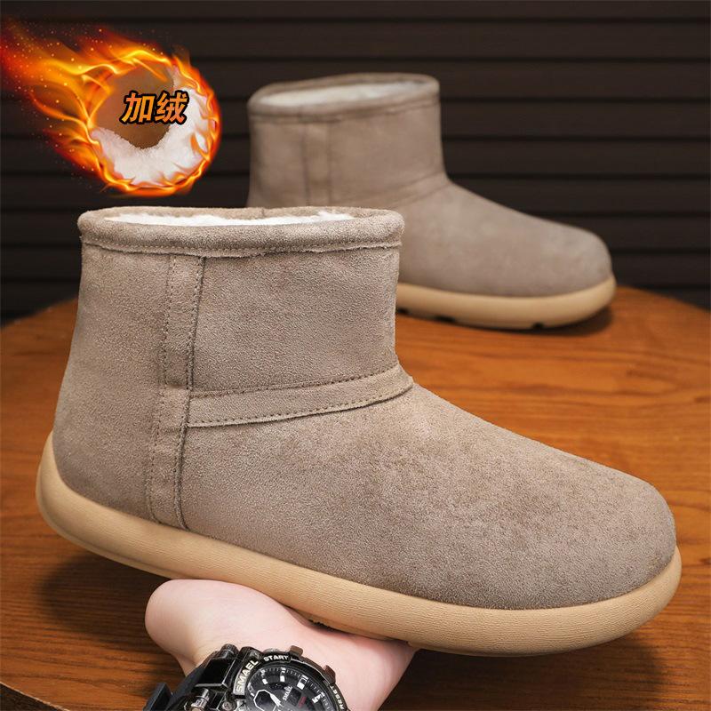 Snow boots men's winter velvet thickened warm bread boots with sub-zero fur integrated non-slip and cold-proof large cotton shoes