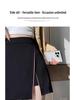 2024 Summer French Irregular Midi Skirt: Hip-Hugging A-Line with Slit Detail