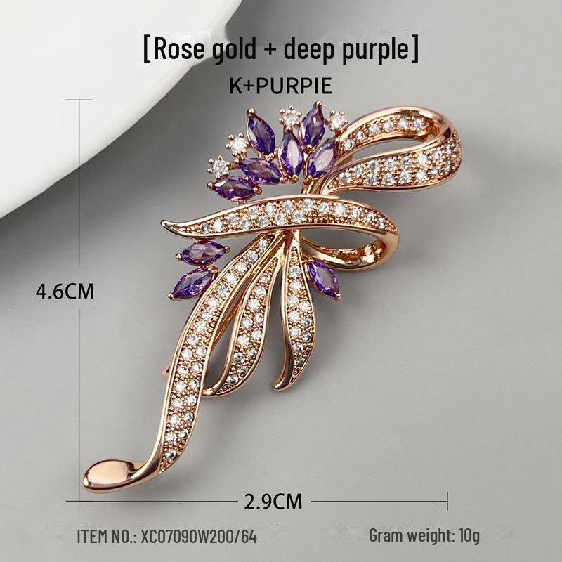 Luxurious Zircon Flower Bow Brooch: Stylish & Versatile Pin