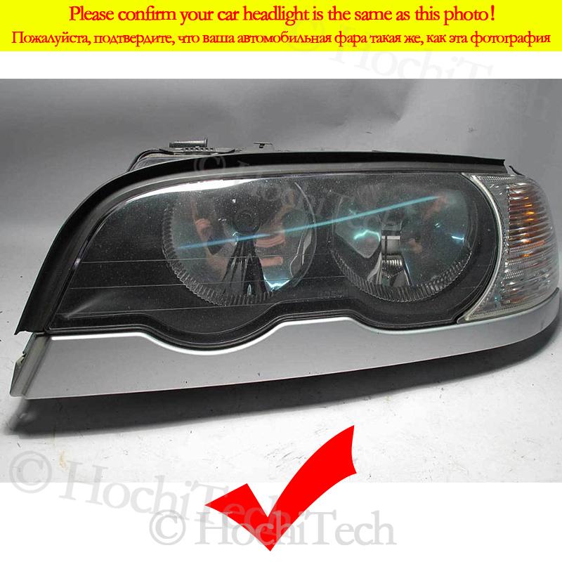 For BMW 3 Series E46 Sedan Facelift 2001-05 Halogen Headlight Crystal DTM Style LED Angel Eyes Light White and Yellow Turn Light