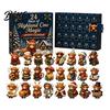 Desktop Holiday Ornaments 24 Days of 3D Highland Cow Christmas Advent Calendar, Cute Farm Party Favors Cattle Countdown Calendar with Mini Figurines