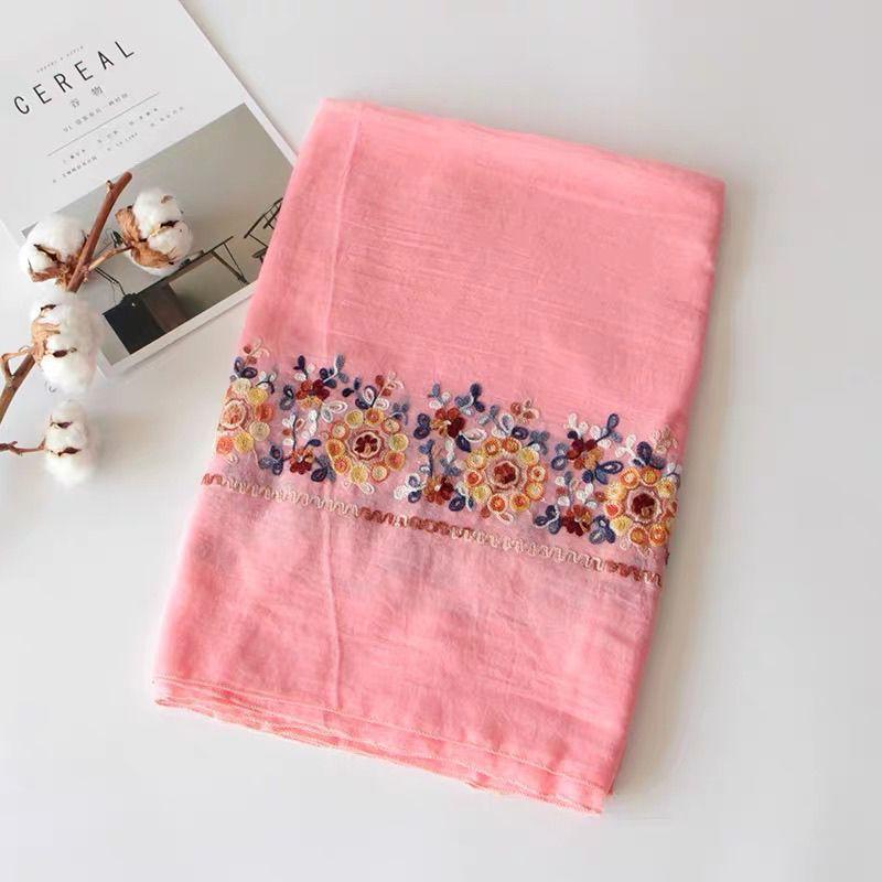 Spring and Summer Embroidered Ethnic Style Scarf Northwest Teaka Salt Lake Shawl Women's Dual-purpose Silk Scarf